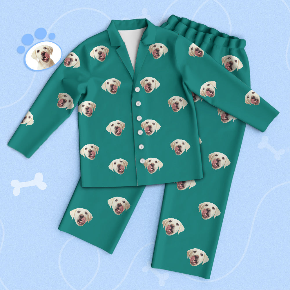Custom Green Pet Face Pajamas Persoanalised Face Pajamas