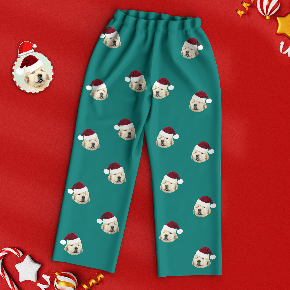 Custom Green Pet Face Pajamas Personalised Face Pajamas Christmas Gift