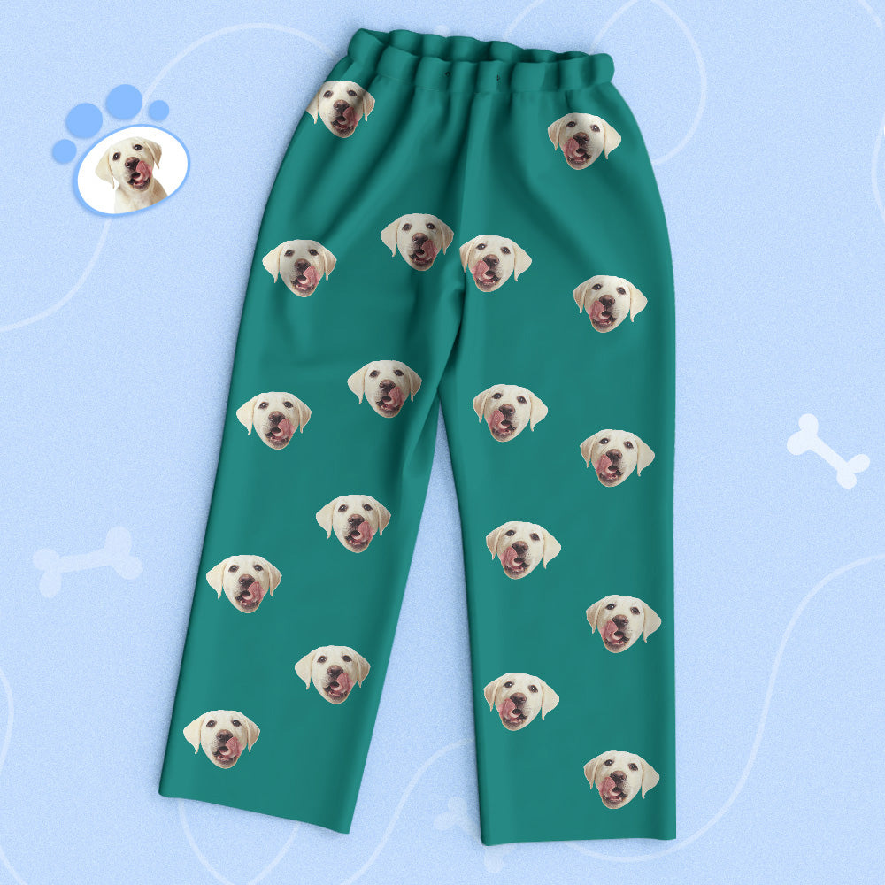Custom Green Pet Face Pajamas Persoanalised Face Pajamas