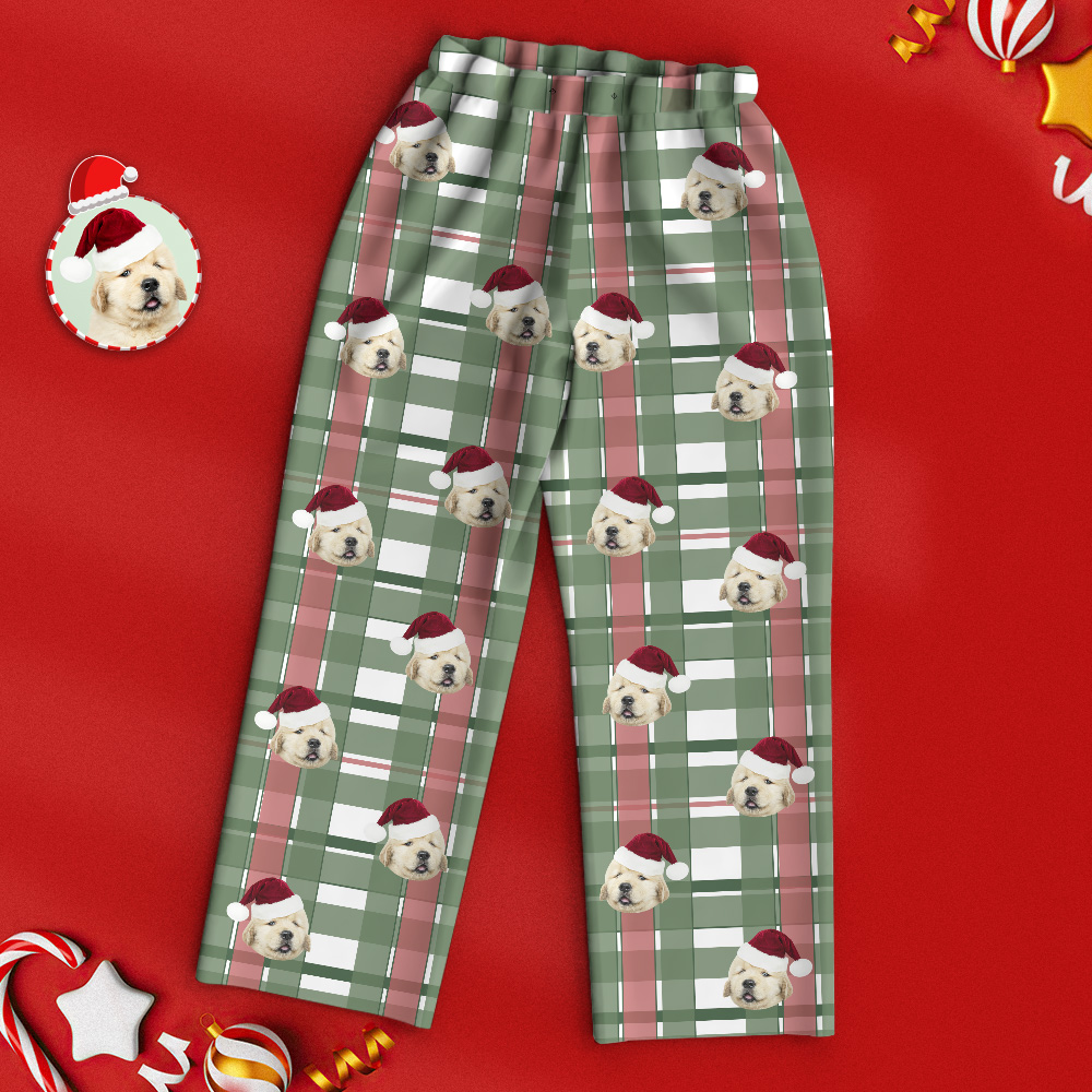 Custom Pet Face Pajamas Checkered Pet Pajamas Christmas Gift