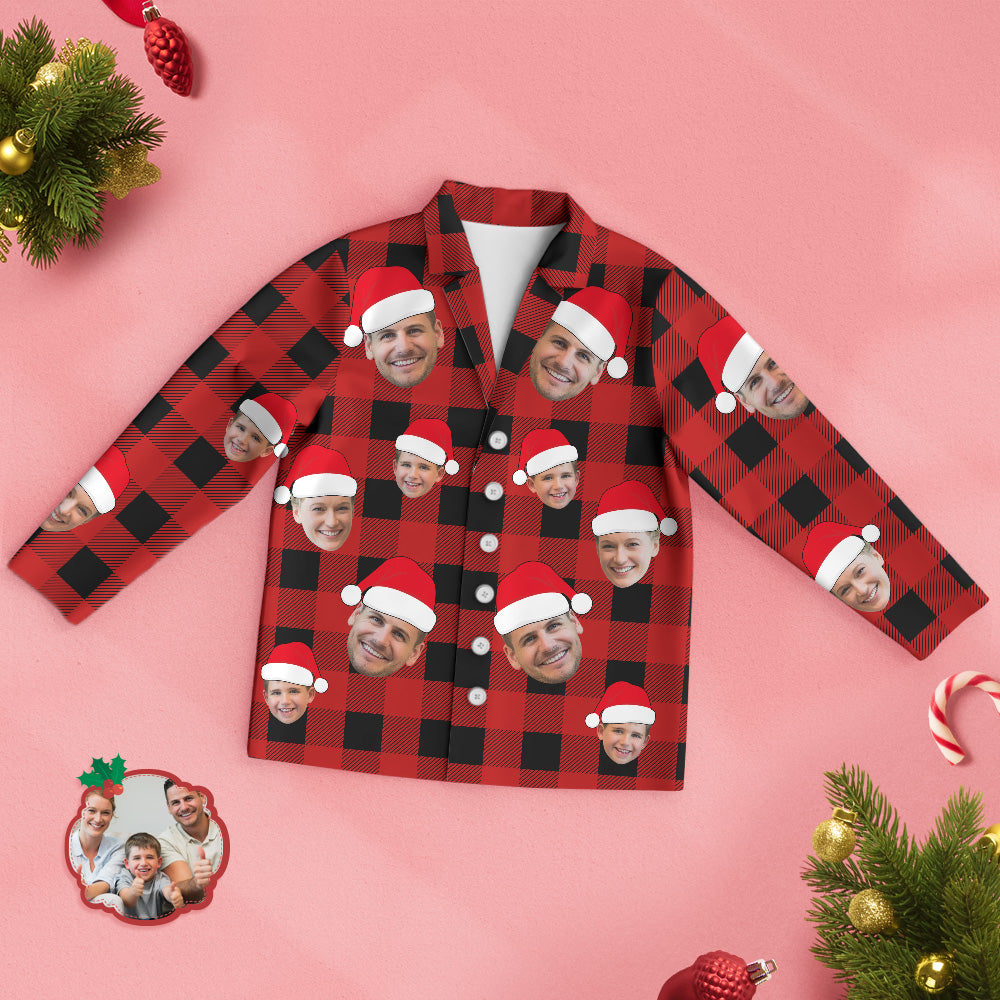 Custom Face Pajama Personalized Photo Christmas Family Buffalo Plaid Pajamas - MyFacepajamasAU