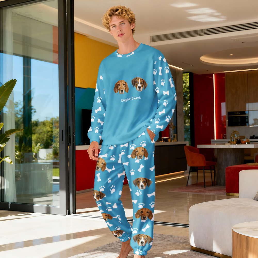 Custom Photo Pet Faces - Gift For Dog Lovers, Cat Lovers - Personalized Unisex Pajamas Set Pajamas For Family - MyFacepajamasAU