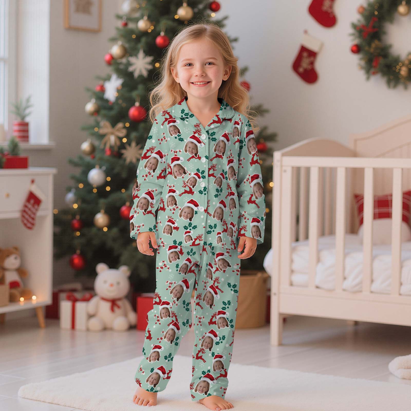 Custom Face Children's Pajamas Kid's Sleepwear  Christmas Gifts Family