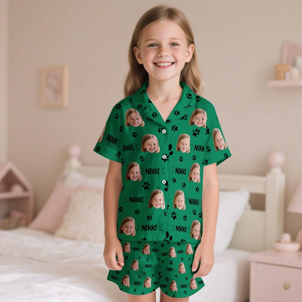 Custom Short Pajamas with Face and Name,Customized Pajama Set For Child Happy Birthday