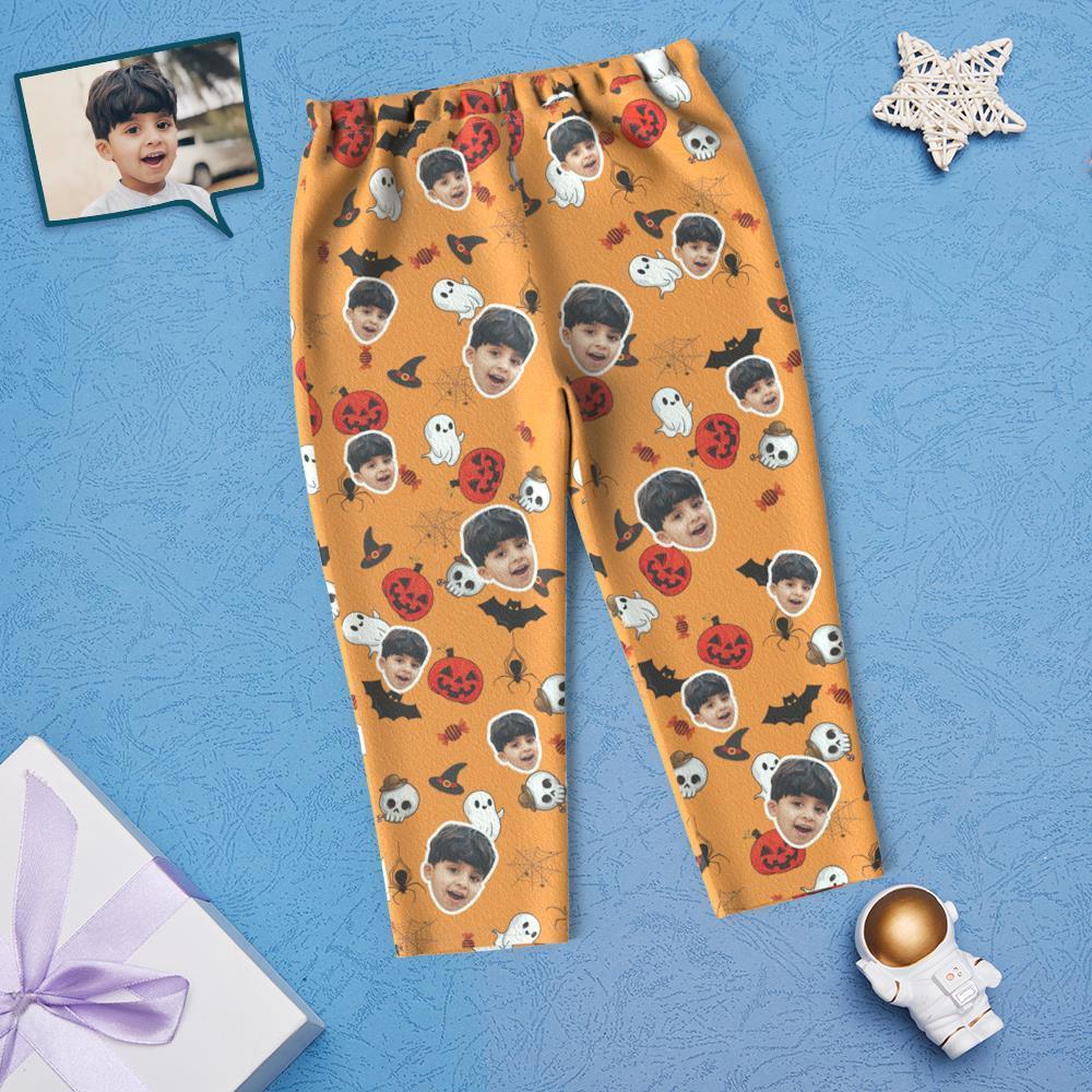 Custom Face Children's Halloween Pajamas For Kids Pumpkin And Little Ghost - MyFacepajamasAU