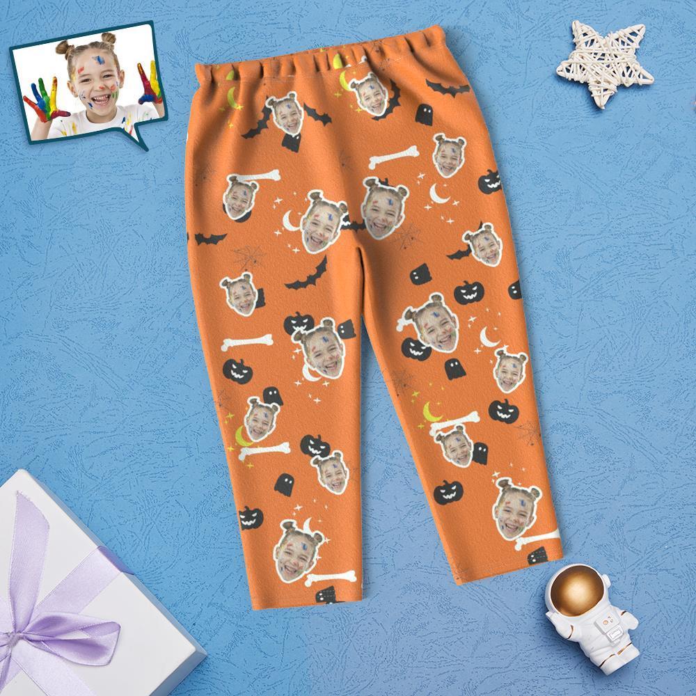 Custom Face Children's Halloween Pajamas For Kids Pumpkin Bat Print Pyjamas - MyFacepajamasAU