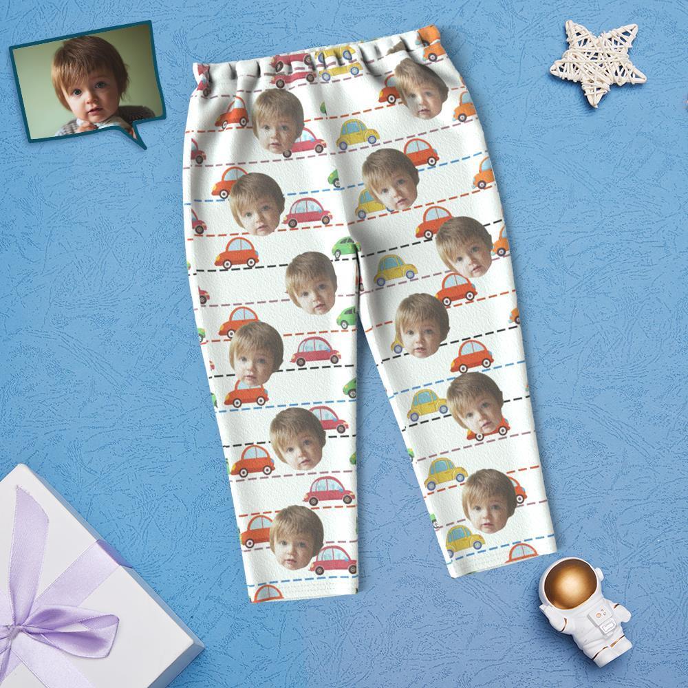 Custom Face Children's Pajamas Car Print - White - MyFacepajamasAU