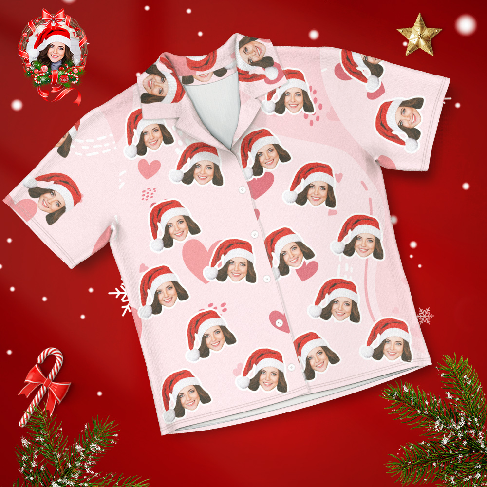 Custom Face Short Sleeved Pajamas Personalised Women's Sleepwear Love Christmas Gifts For Her