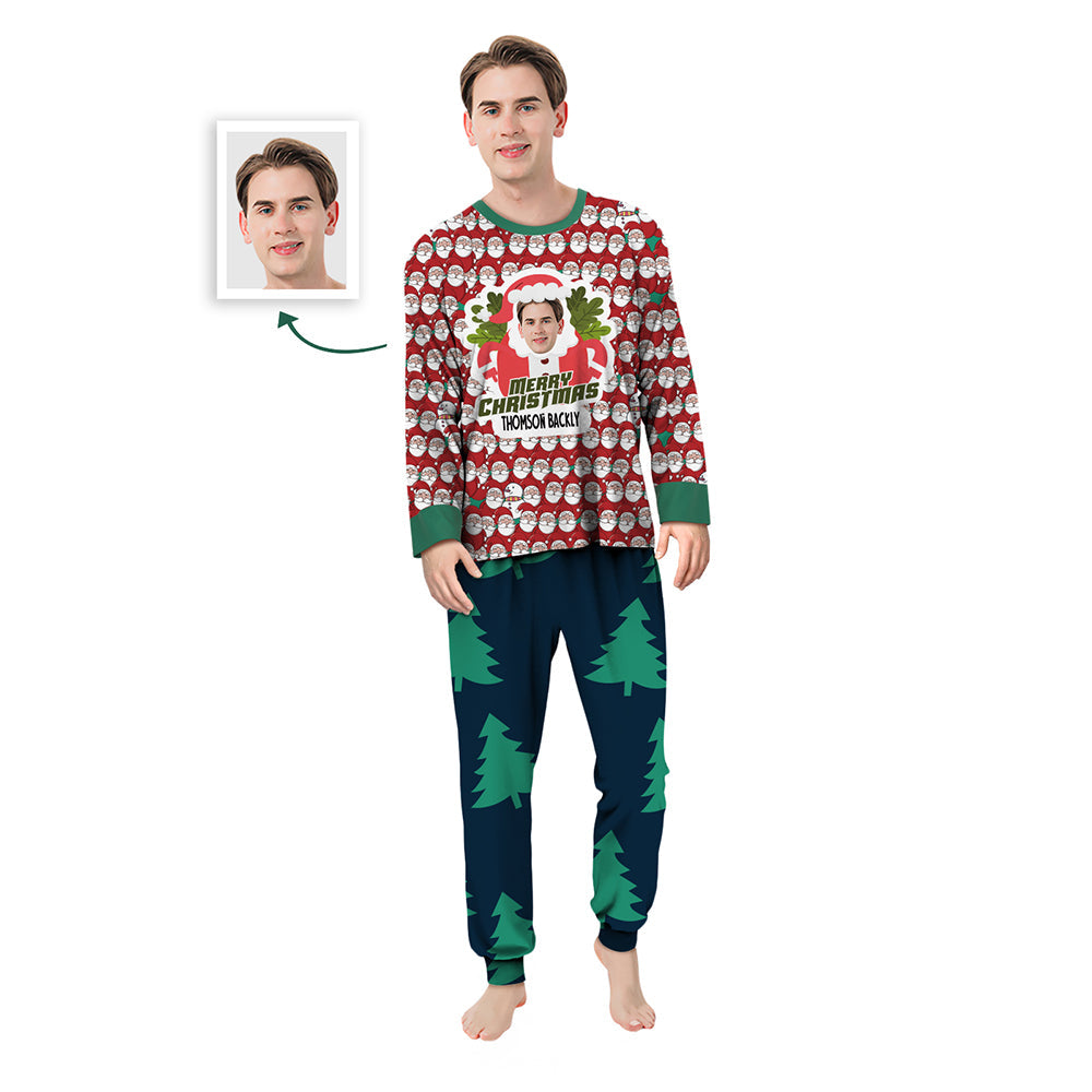 Custom Face Christmas Santa Claus and Elk Sleepwear Personalized Family Pajamas Set - MyFacepajamasAU