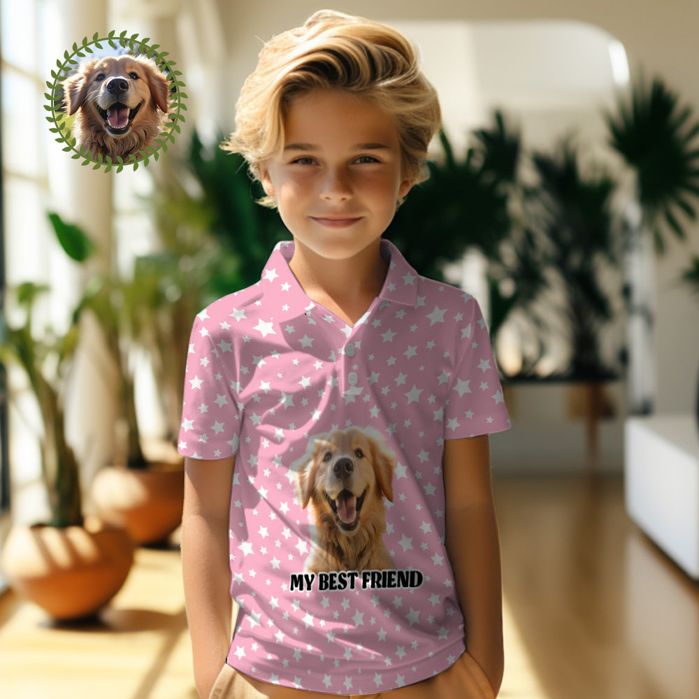 Custom Face Kids Polo Shirts Personalized Pet Photo Shirt Red Plaid My Best Friend - MyFacepajamasAU