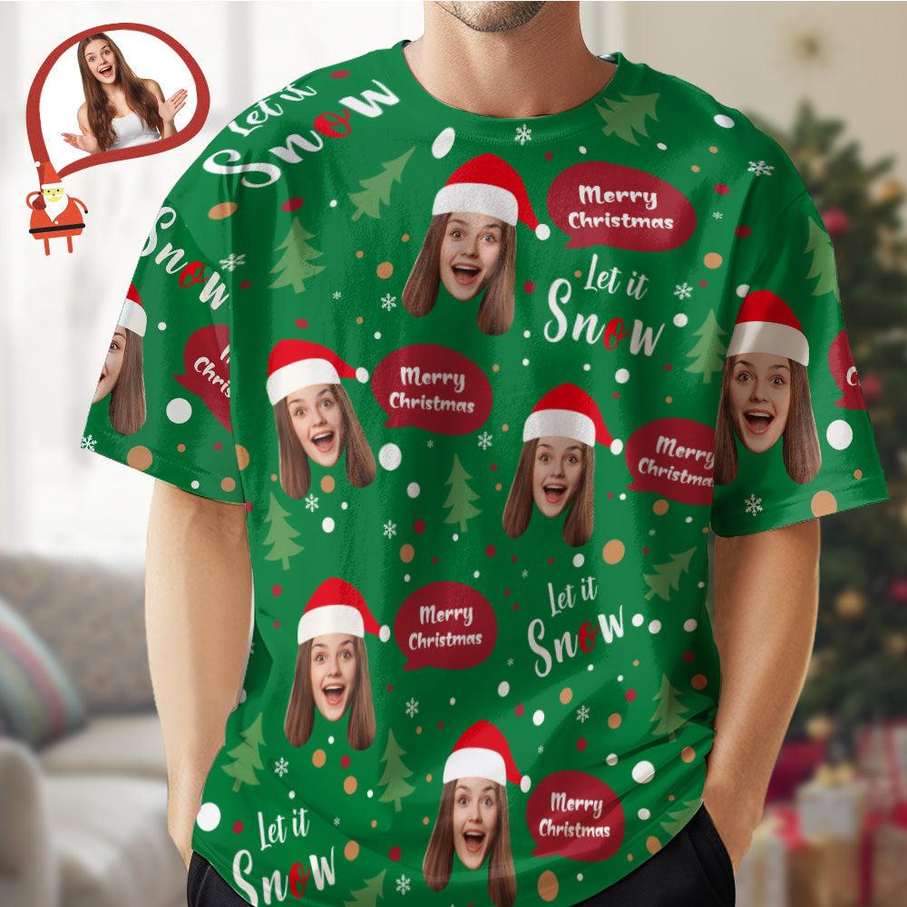 Custom Face T-shirt Christmas Gifts Santa Face Christmas T-shirt - My Photo Socks AU