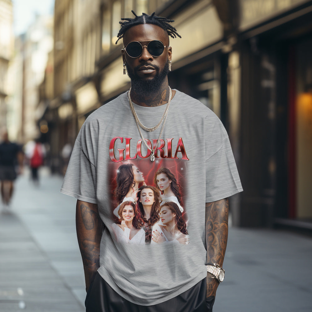 Custom Photo Vintage Tee Personalized Name T-shirt - MyFaceSocksAu