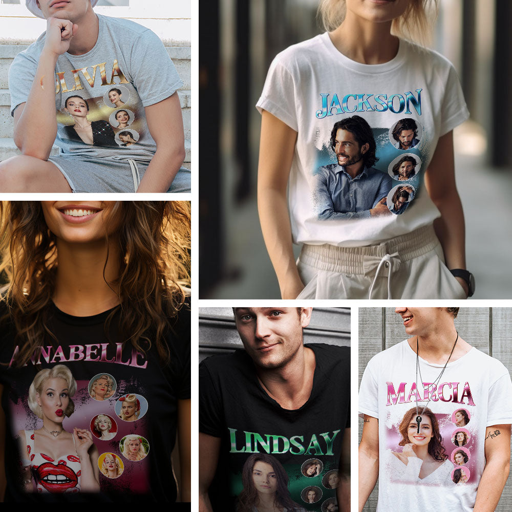 Custom Photo and Name Bootleg Rap Tee Personalized Vintage T-shirt