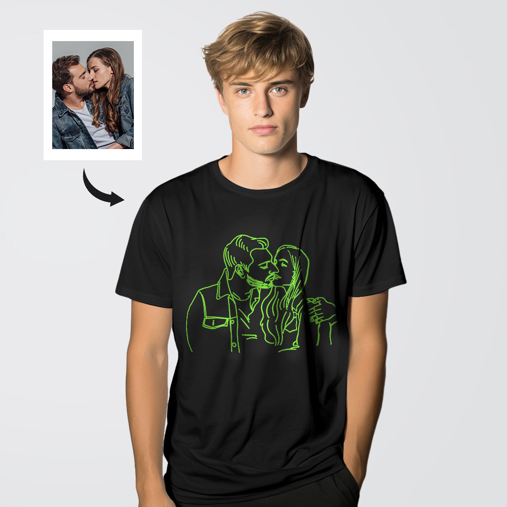 Custom Photo Glow In The Dark Multicolour T-shirt Personalized Luminous Unisex Shirt Creative Gift
