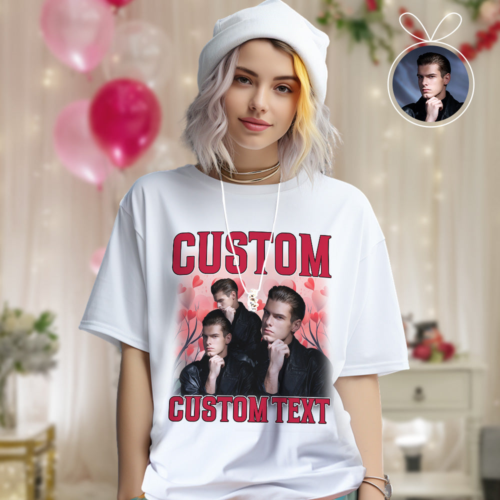 Custom Vintage Rap Shirt Personalized Photo And Text Shirt Gift Valentine's Day For Women - MyFacepajamasAU