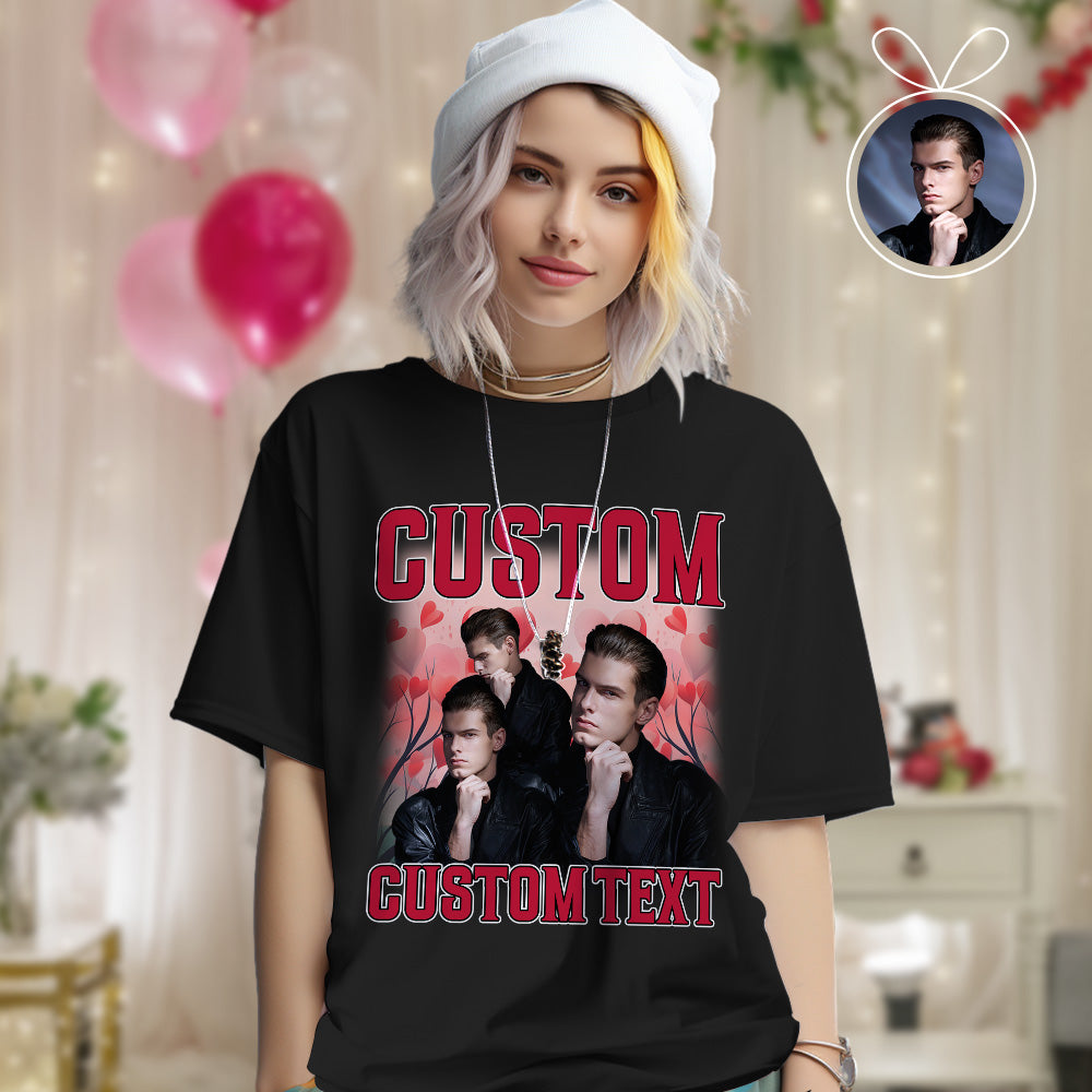 Custom Vintage Rap Shirt Personalized Photo And Text Shirt Gift Valentine's Day For Women - MyFacepajamasAU