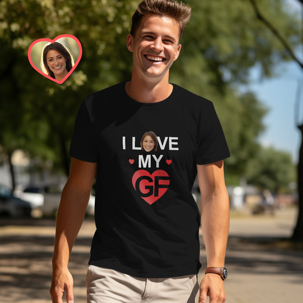 Custom Couple Matching T-shirts I Love My BF I Love My GF Valentine's Day Gift - MyFacepajamasAU