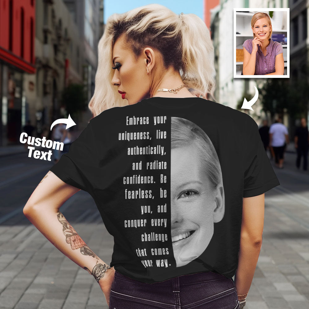 Custom Text and Face T-shirts Personalized Unisex Shirt Fashion Gift for Him for Her - MyFacepajamasAU