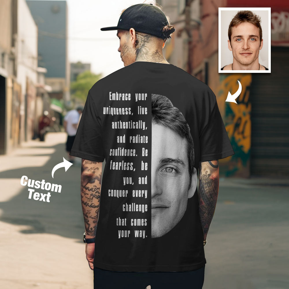 Custom Text and Face T-shirts Personalized Unisex Shirt Fashion Gift for Him for Her - MyFacepajamasAU