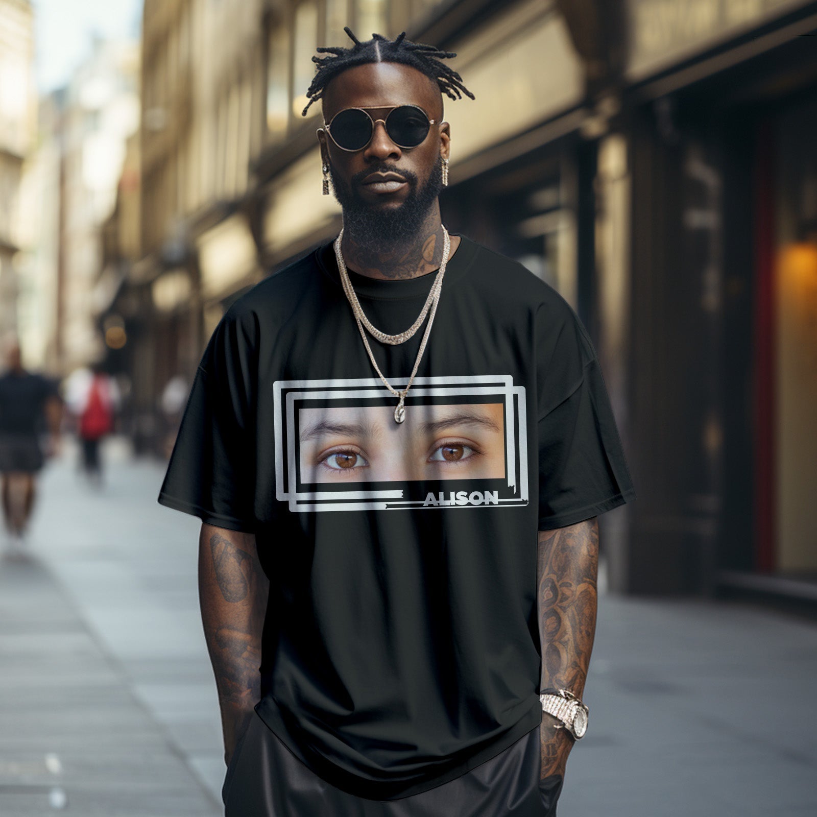 Custom Eyes And Name T-shirt Funny Big Eyes Shirt Gift For Couple - MyFacepajamasAU