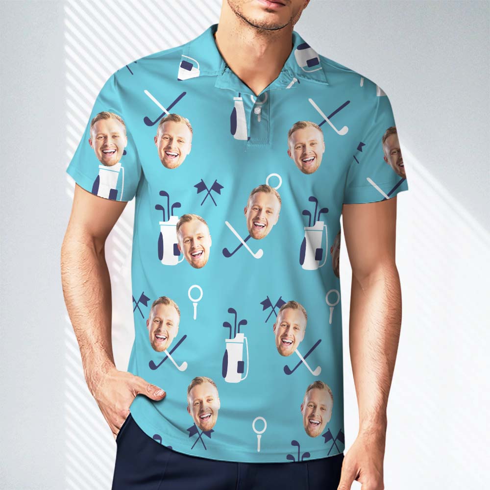 Custom Men's Face Polo Shirt Golf Polo Shirts For Him Golf Clubs - MyFacepajamasAU