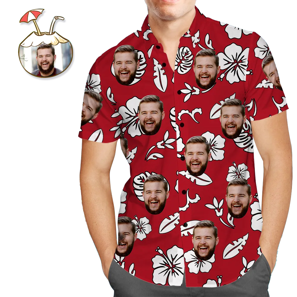 Custom Hawaiian Shirts Red Flowers Online Preview Personalised Aloha Beach Shirt For Men