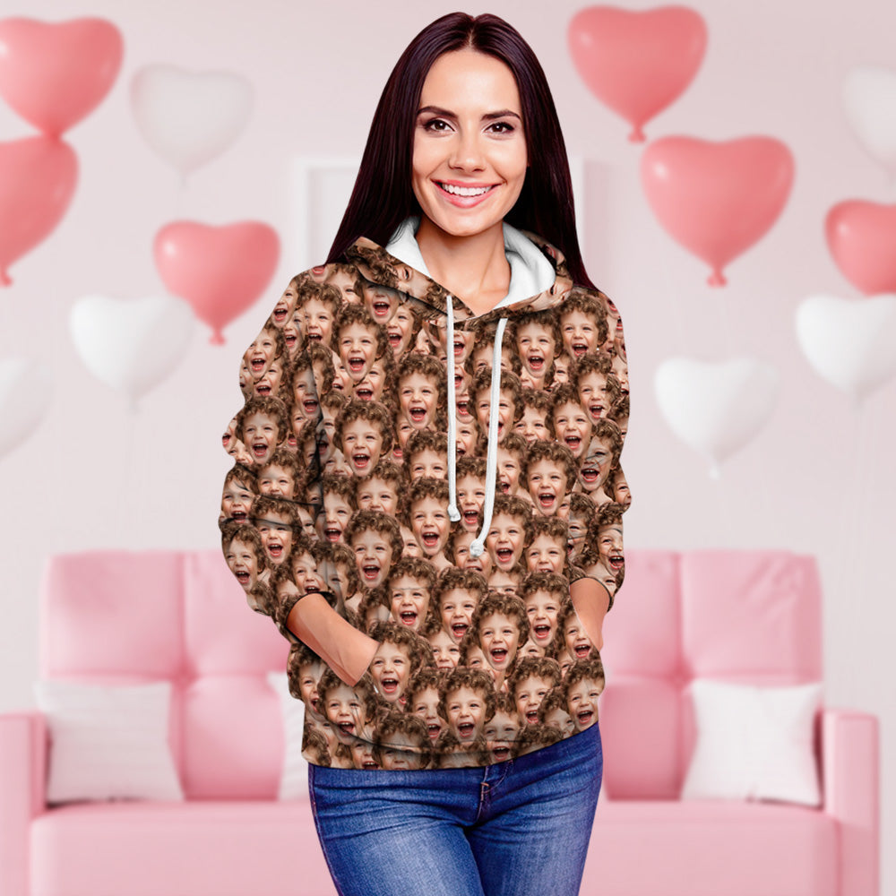 Valentine's Day Custom Face Unisex Hoodie Casual Printed Photo Hoodie For Men Women - Mash Face - MyFacepajamasAU