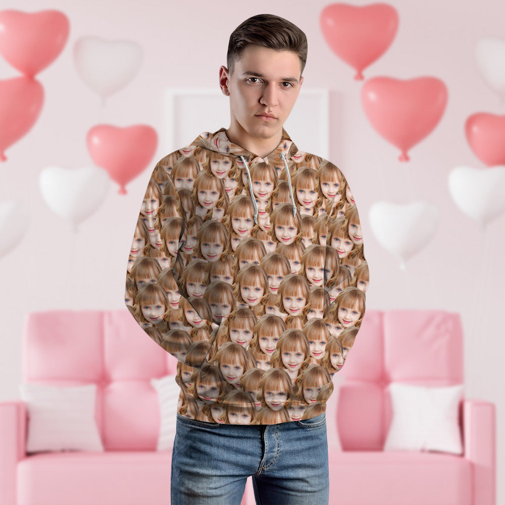 Valentine's Day Custom Face Couples Hoodie Casual Printed Photo Hoodie For Men Women - Mash Face - MyFacepajamasAU