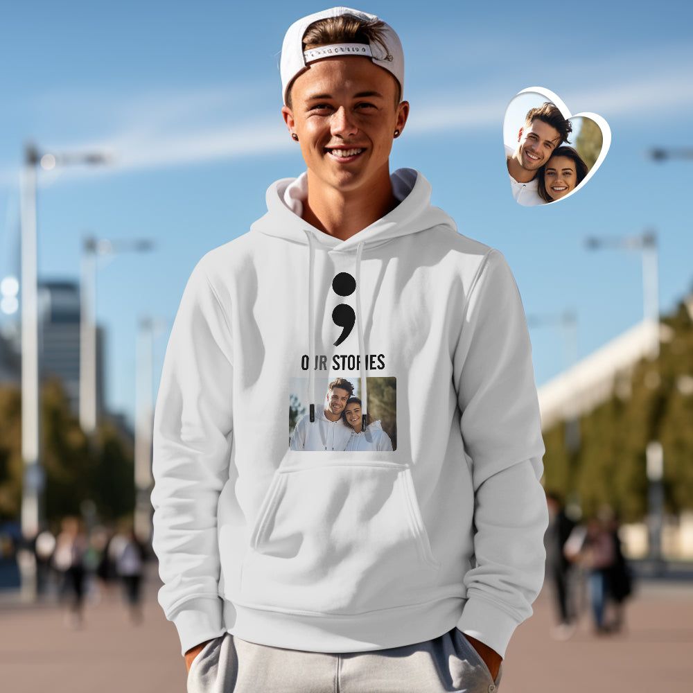Custom Photo Funny Couple Matching Hoodies Our Stories Will Never End Personalized Hoodie Valentine's Day Gift - MyFacepajamasAU
