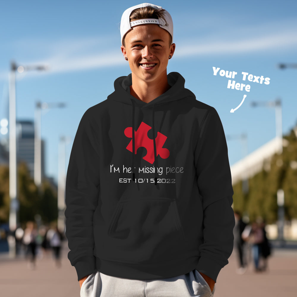 Custom Text Funny Couple Matching Hoodies Puzzle Set Personalized Hoodie Valentine's Day Gift - MyFacepajamasAU