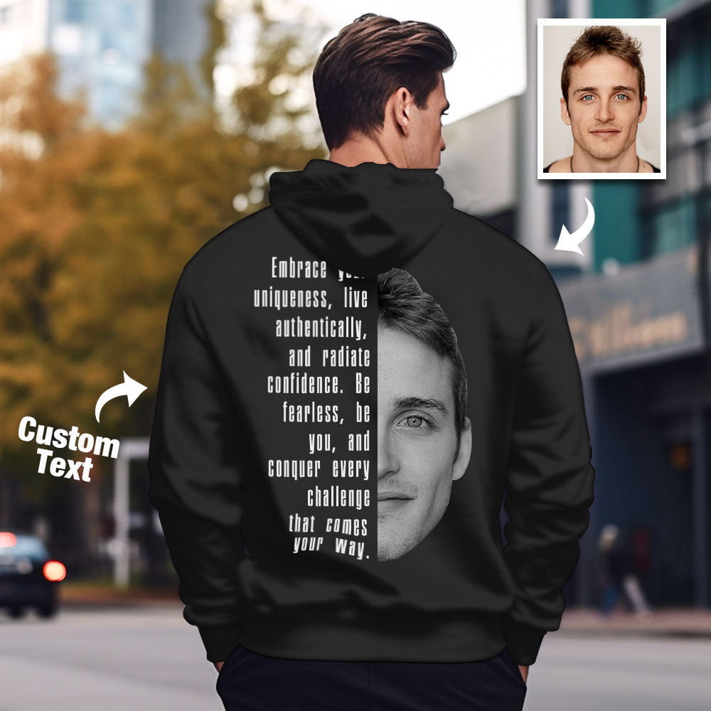 Custom Text and Face Hoodie Personalized Fashion Unisex Sweatshirt Gift for Him for Her - MyFacepajamasAU