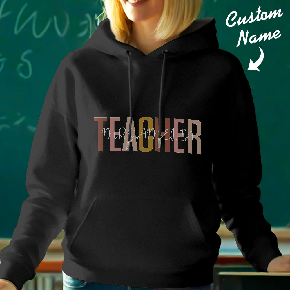 Personalized Teacher Hooded Sweatshirt Teacher Custom Name Hooded Sweatshirt Back to School Gifts - MyFacepajamasAU