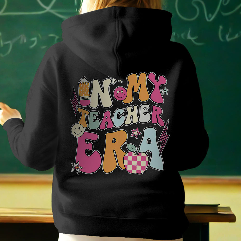 Personalized In My Teacher Era Hooded Sweatshirt Teacher Custom Name Hooded Sweatshirt Back to School Gifts - MyFacepajamasAU