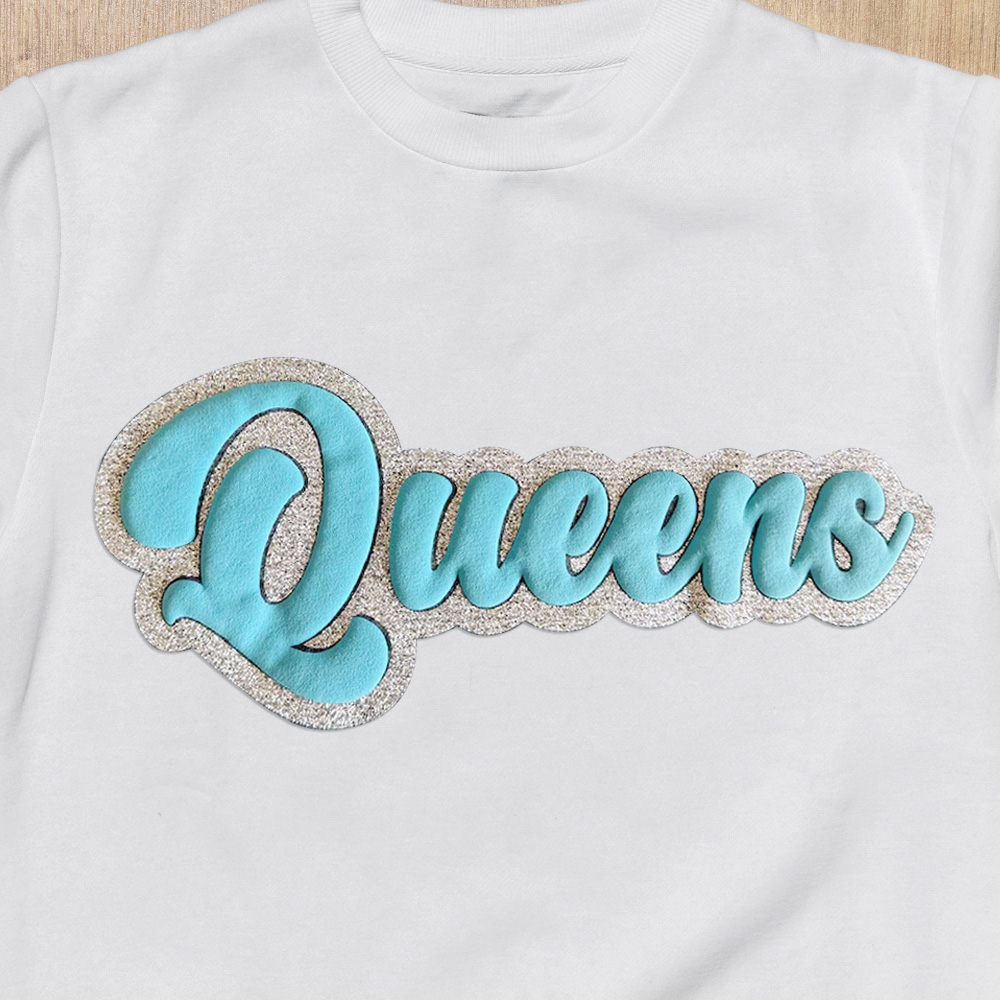 Custom Name Bubble Patch Sweatshirt Personalized 3D Puffy Text Pullover with Glitter Outline, Multiple Color Options - MyFacepajamasAU