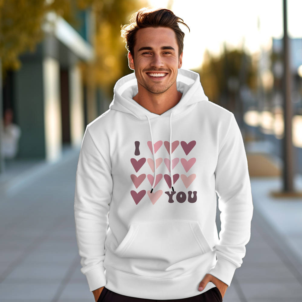 Custom Name Heart Hoodies Personalized Retro Valentines Day Hoodie I Love You Hoodie Gift For Valentine's Day - MyFacepajamasAU