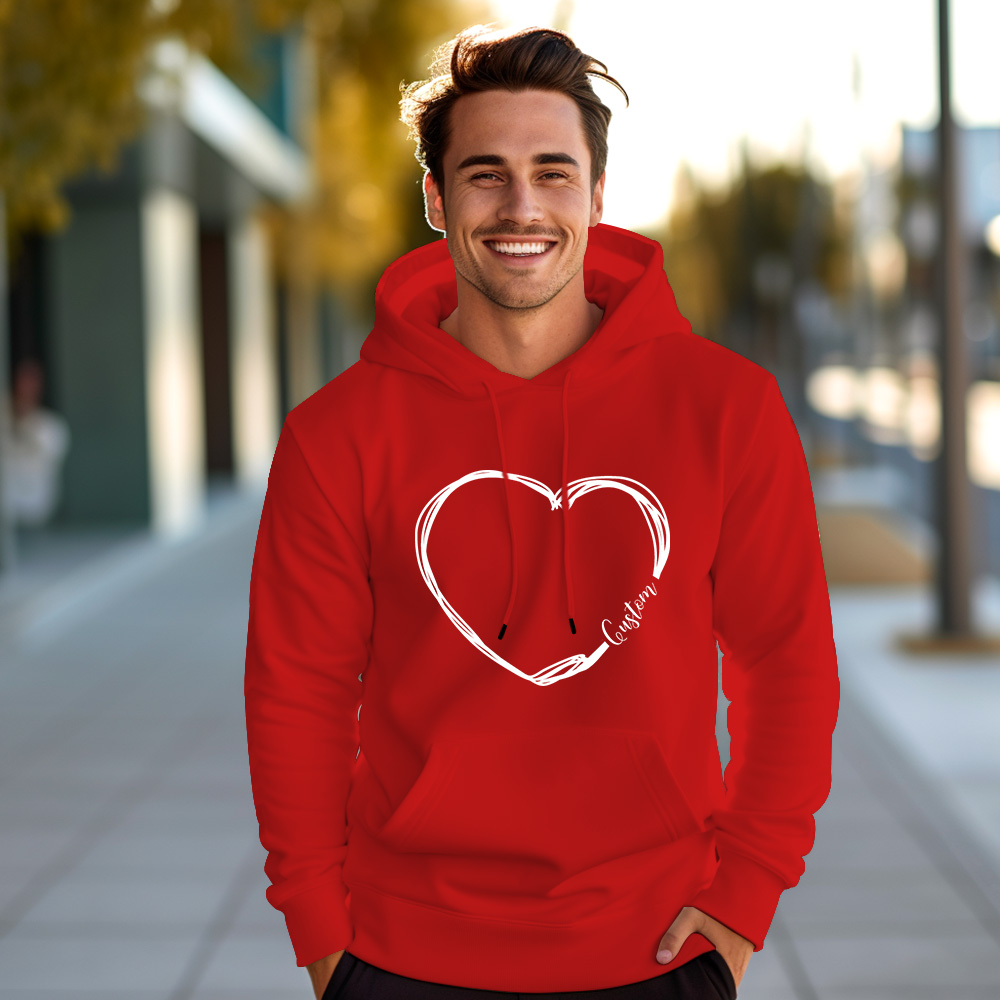 Custom Heart Name Hoodies Personalized Red Heart Hoodie Valentine's Day Gift - MyFacepajamasAU