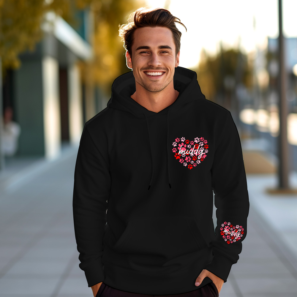 Custom Heart Name Hoodies Personalized Cute Dog Heart Hoodie Valentine's Day Gift - MyFacepajamasAU