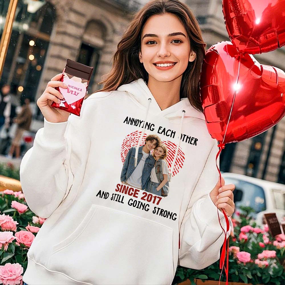 Custom Photo Annoying Each Other Since Year Still Going Strong Couple Shirt Valentine's Day Gift - MyFacepajamasAU
