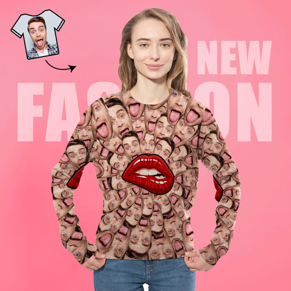 Custom Hoodies with Face Personalized Hoodies Red Lip Sweatshirt for Gift - MyFacepajamasAU