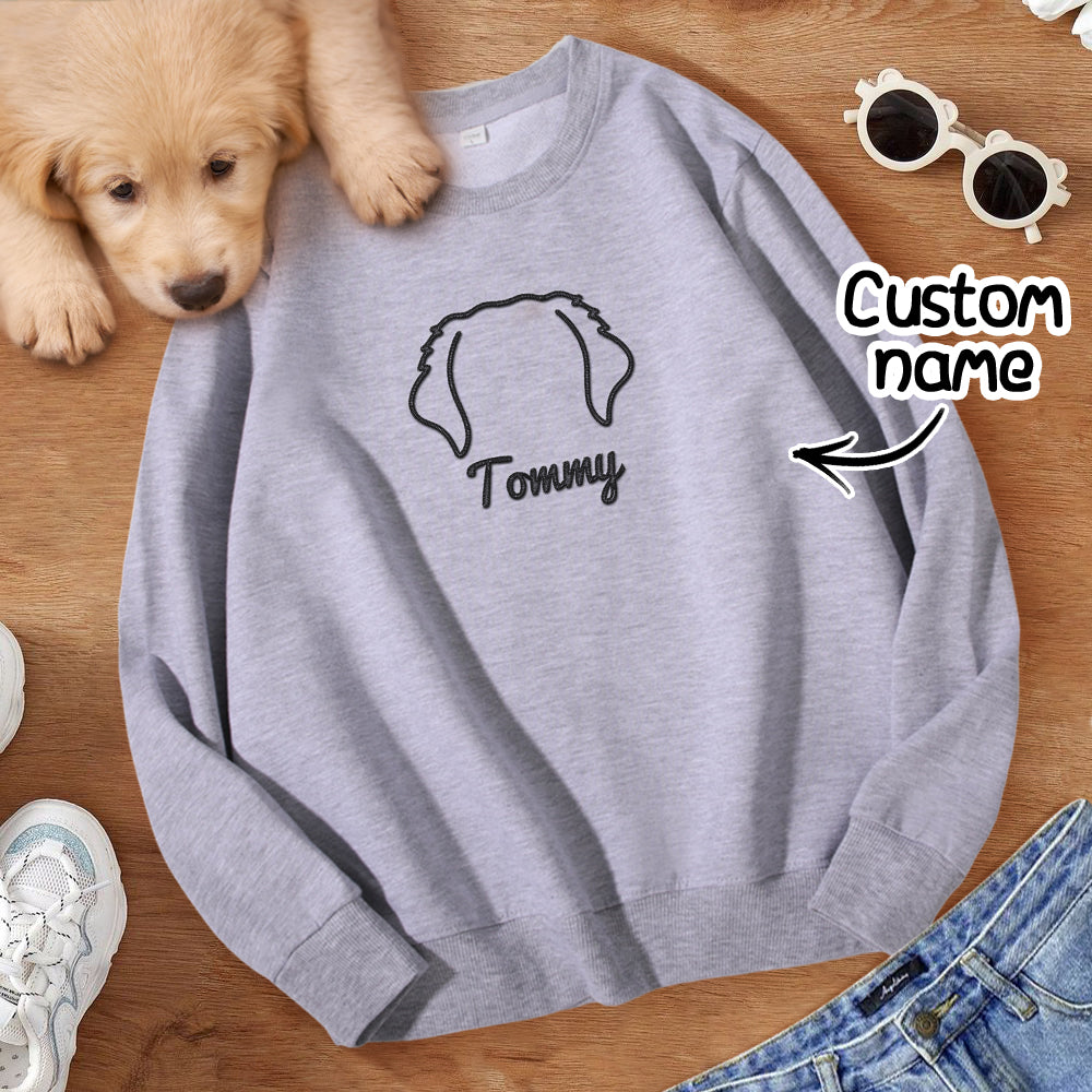 Personalized Dog Ears Sweatshirt with Name Custom Embroider Hoodie Gift for Dog Lover - MyFacepajamasAU