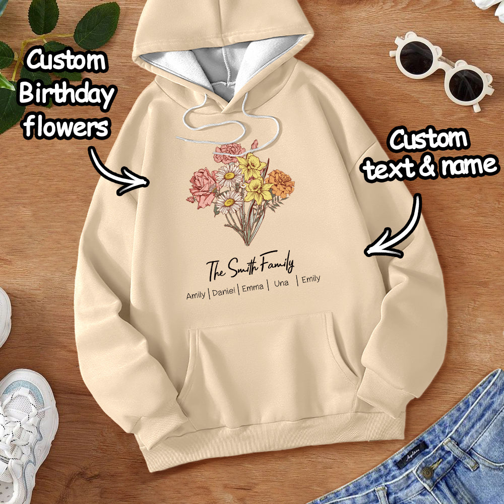 Custom Birth Flower Bouquet Sweatshirt Personalized Birth Flower Sweater Gifts for Mom - MyFacepajamasAU