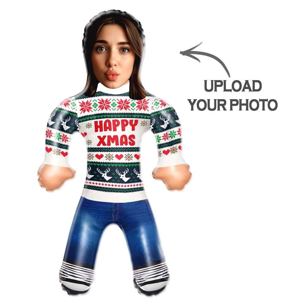 Custom Blow Up Doll Happy Xmas Funny Inflatable Doll Custom Face Air Minime Doll Christmas Gift - MyFacepajamasAU