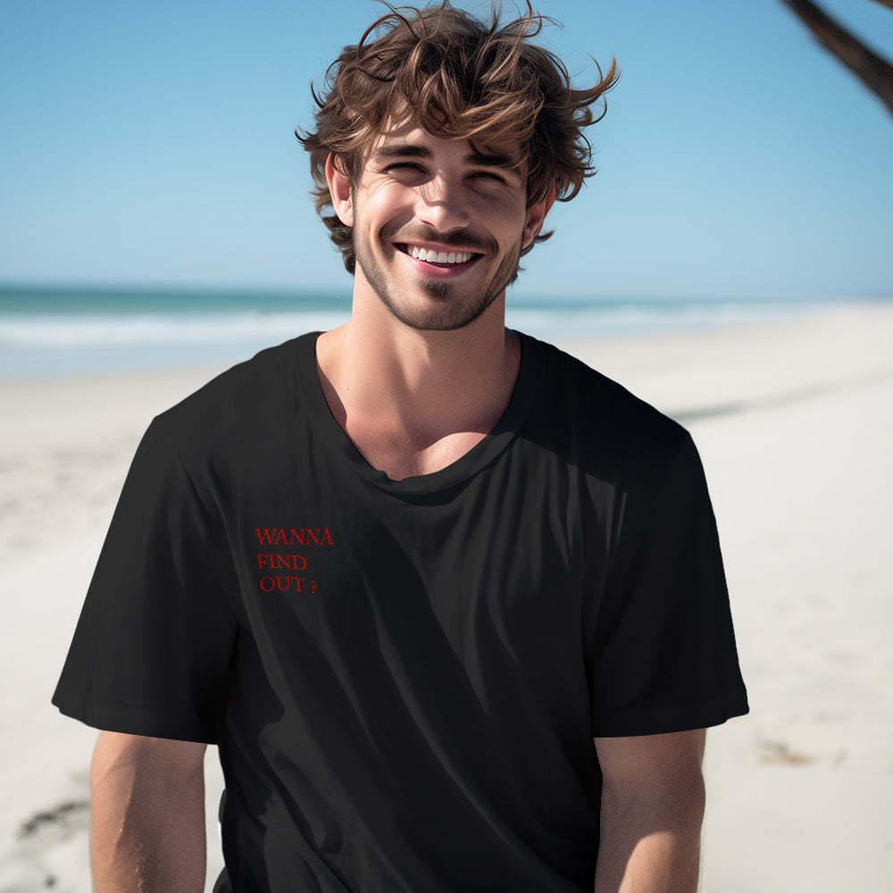 Custom QR Code T-shirt Personalised Social Connection Shirt with Text WANNA FIND OUT? - MyFacepajamasAU