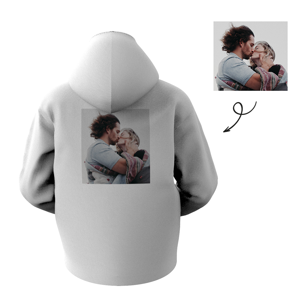 Custom Men's White Hoodie Chest Text - MyFacepajamasAU