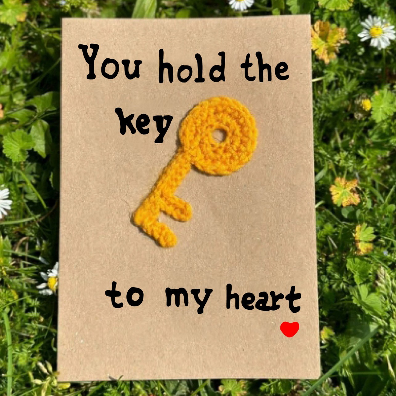 You Hold the Key to My Heart Handmade Crochet Greeting Card 3D Knitted Card - MyFacepajamasAU