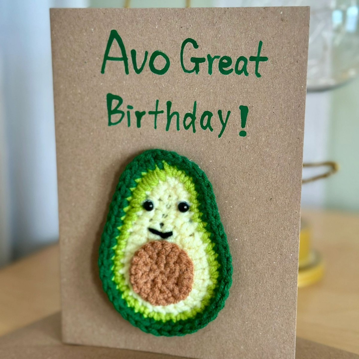 Avo Great Birthday Greeting Card Handmade Crochet Greeting Card 3D Knitted Card - MyFacepajamasAU