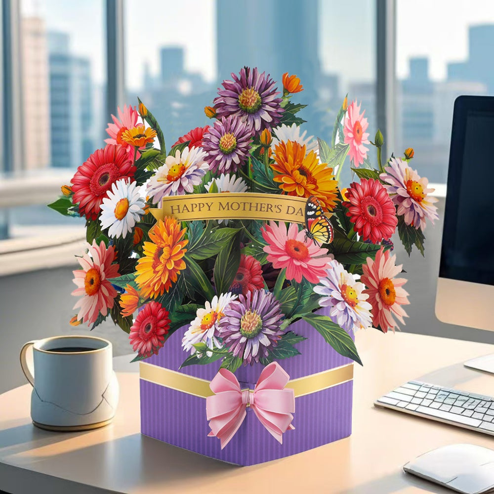 3D Greeting Card Flower Bouquet Card Mother's Day Gift for Mum - MyFacepajamasAU