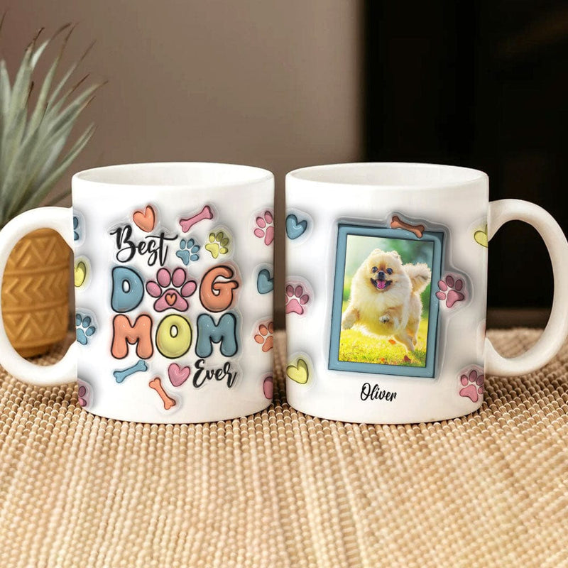 Custom Photo Best Dog Mom Ever With Paws For Dog Lovers Mug - MyFacepajamasAU