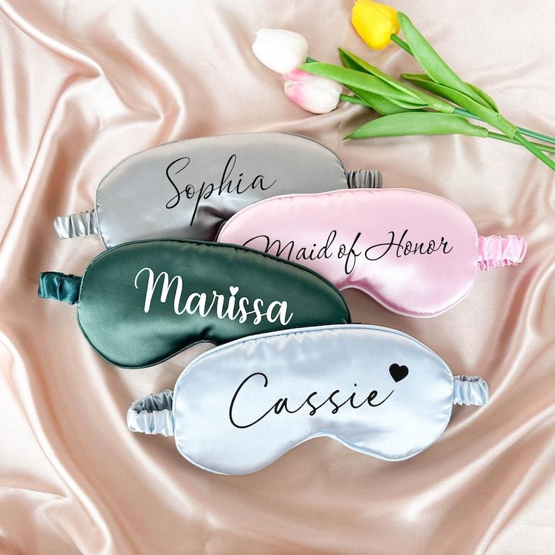 Personalized Eye Mask, Bridesmaid Gift, Bridal Party Gift, Sleep Mask, Personalized Wedding Favor, Silky Satin Mask, Bachelorette Party