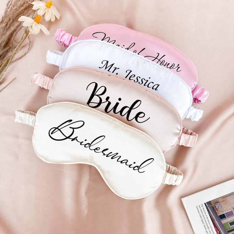 Personalized Eye Mask, Bridesmaid Gift, Bridal Party Gift, Sleep Mask, Personalized Wedding Favor, Silky Satin Mask, Bachelorette Party